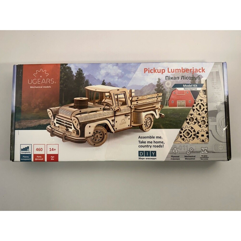 Mechanical Models UGEARS Wooden Pickup Lumberjack Model Kit Plywood No Glue